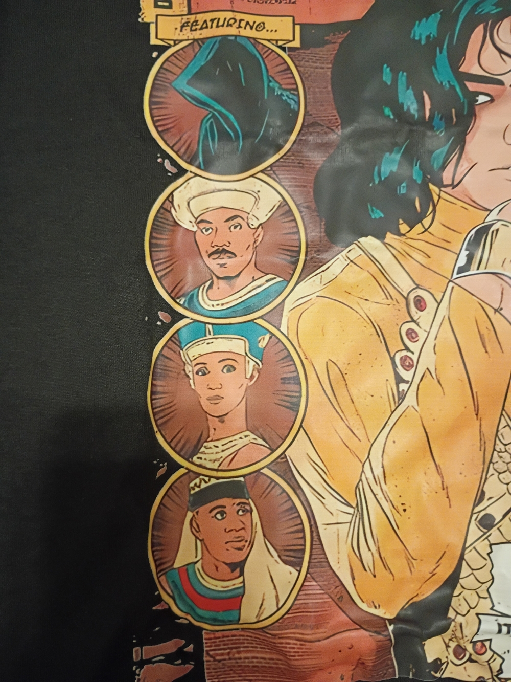 Remember The Time Graphic Tee - Black with Orange & Yellow Comic Art - Picture 4 of 5